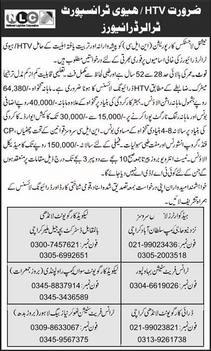 National Logistics Cell NLC Jobs