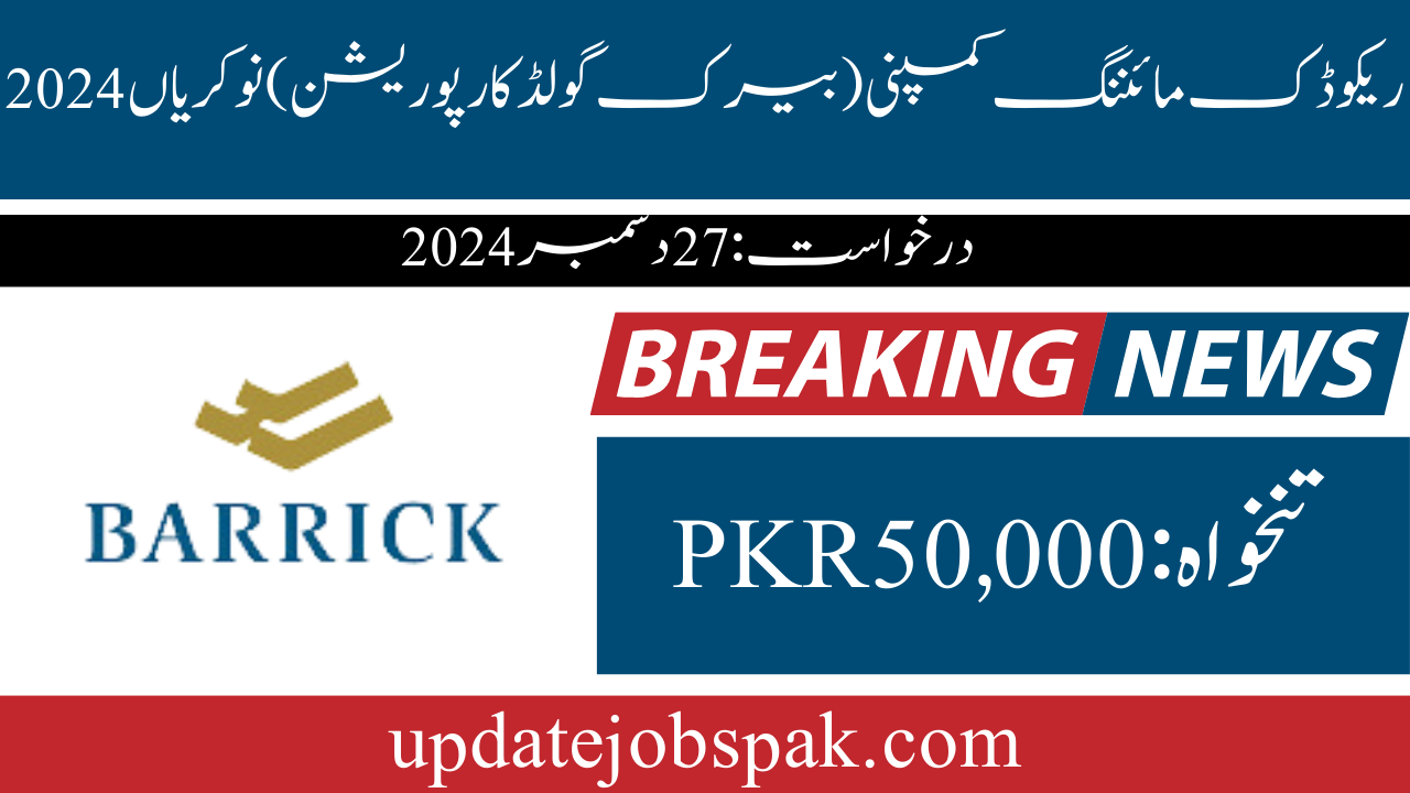 Reko Diq Mining Company (Barrick Gold Corporation) Jobs 2024