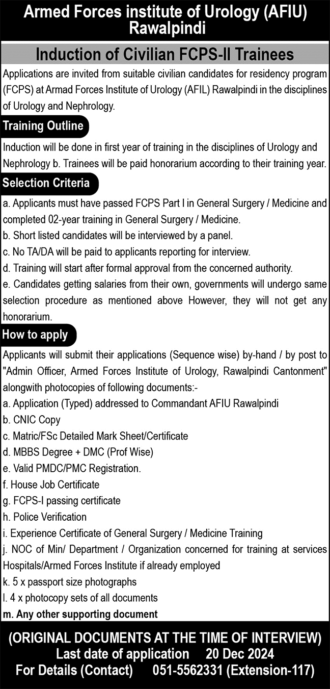 Pak Army FCPS-II Trainees 2024